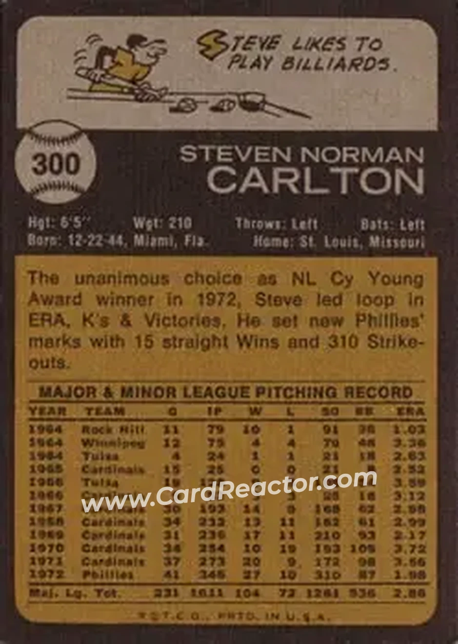 Back of Steve Carlton