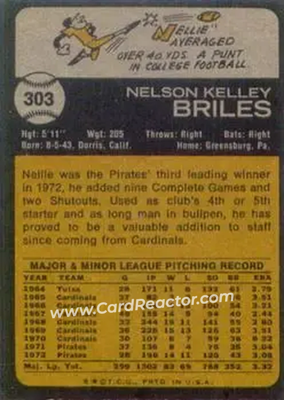 Back of Nelson Briles