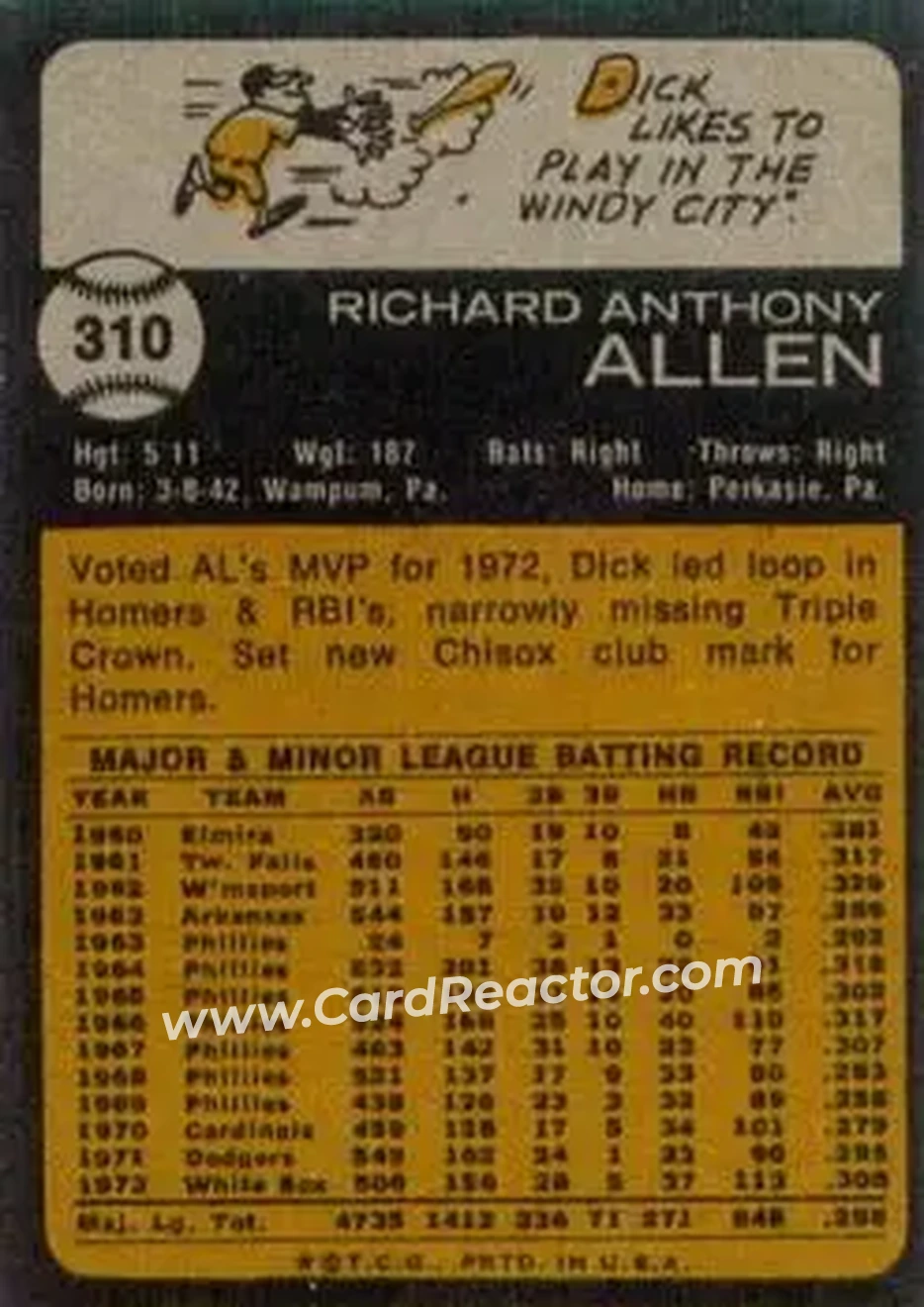 Back of Richie Allen