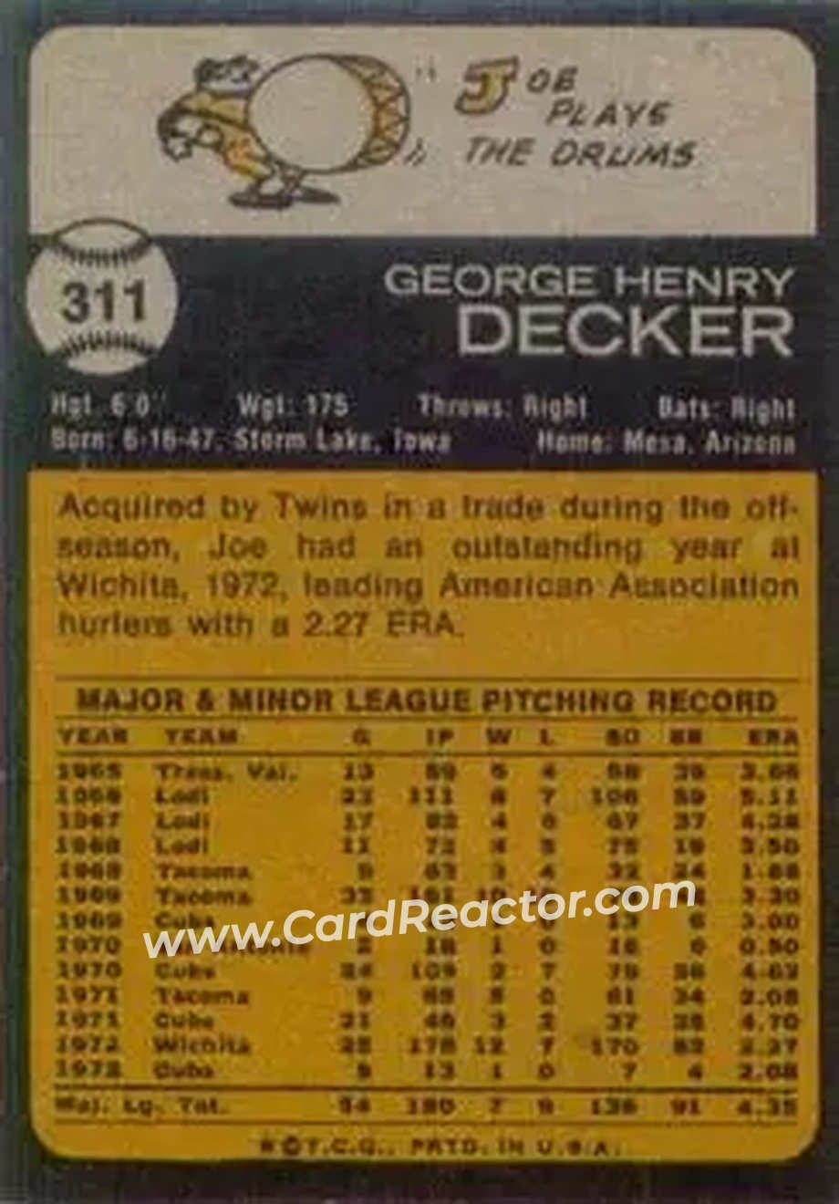 Back of Joe Decker