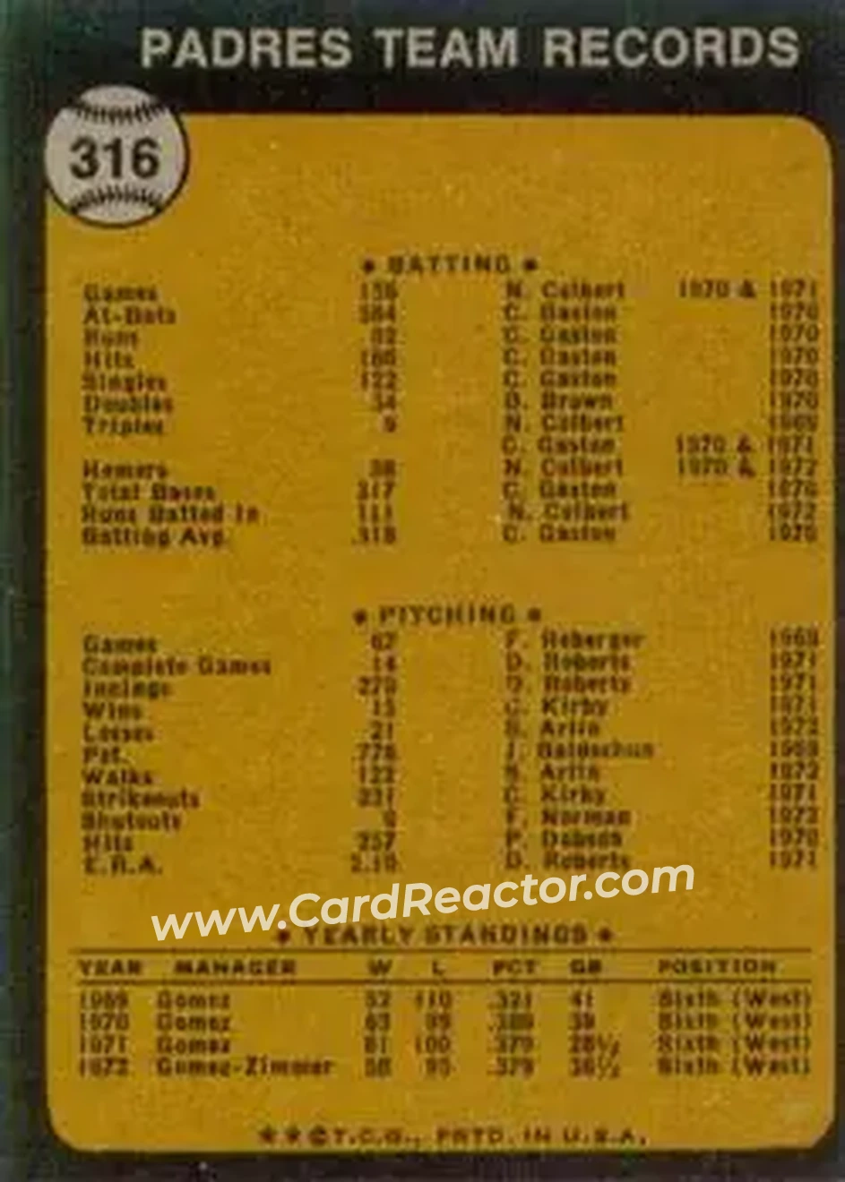 Back of Card #316