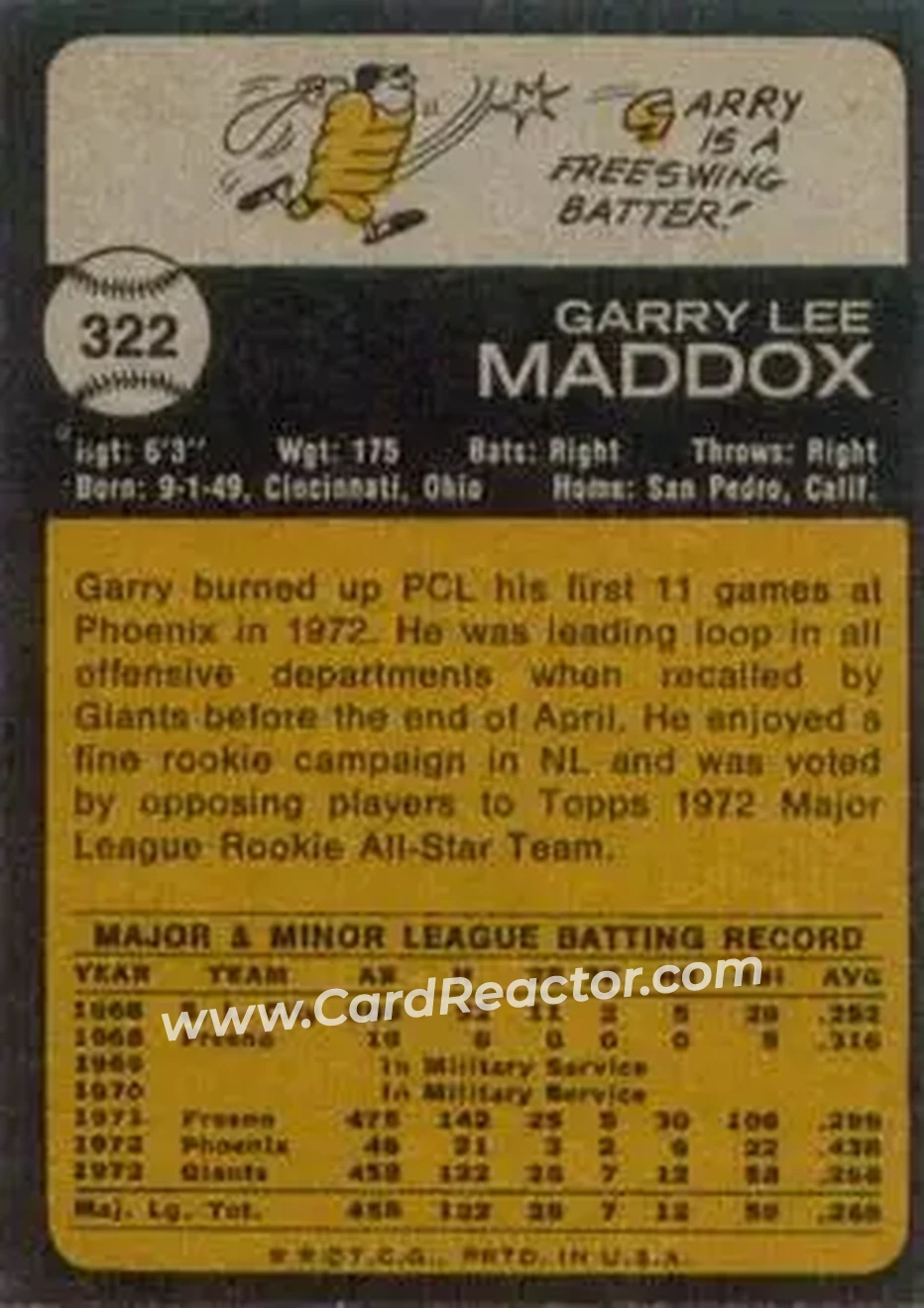 Back of Garry Maddox