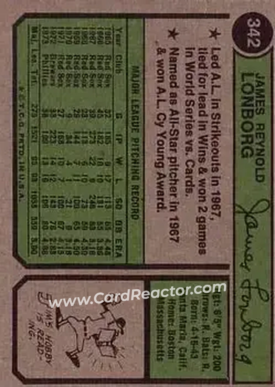 Back of Jim Lonborg