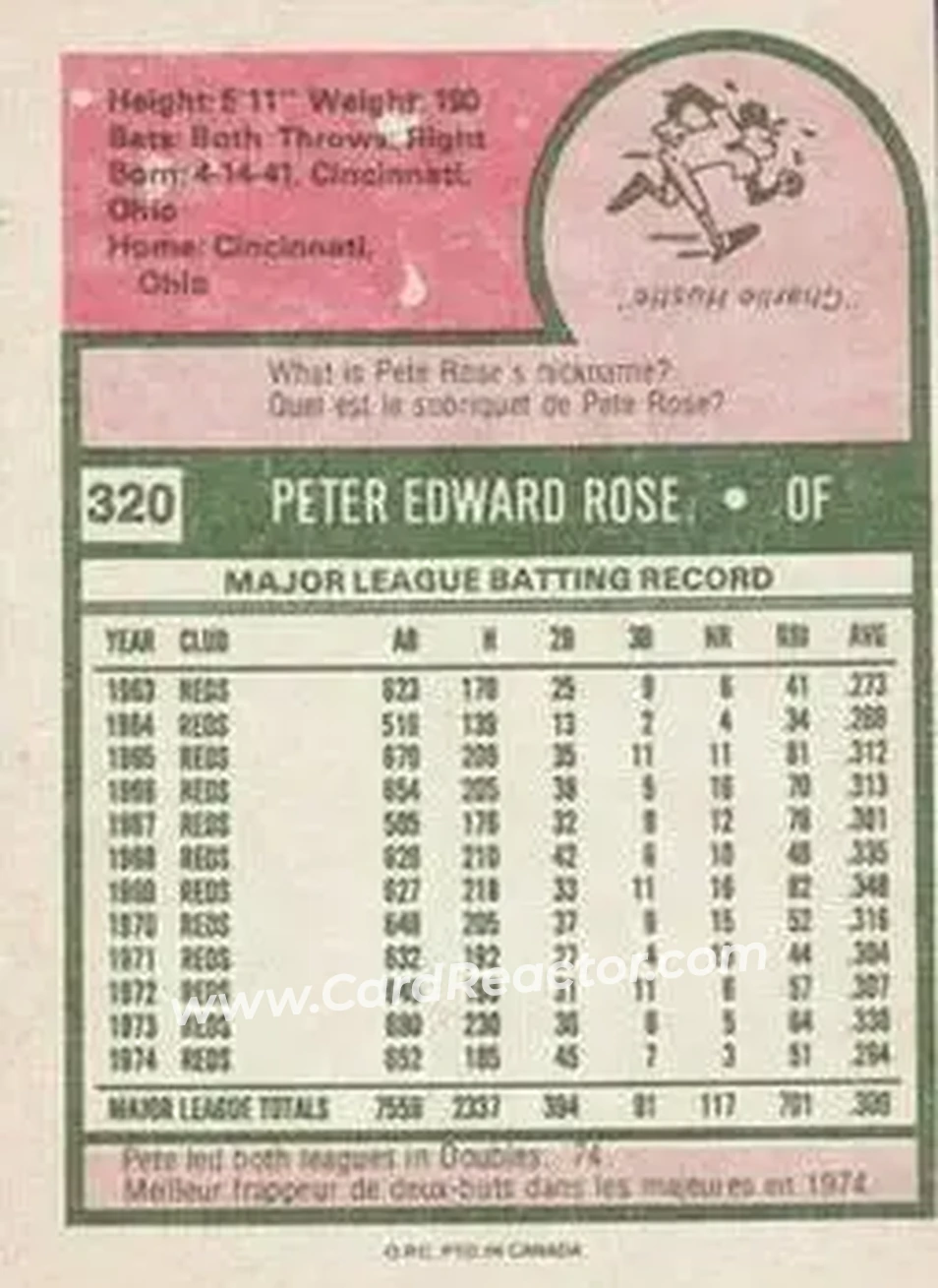 Back of Pete Rose