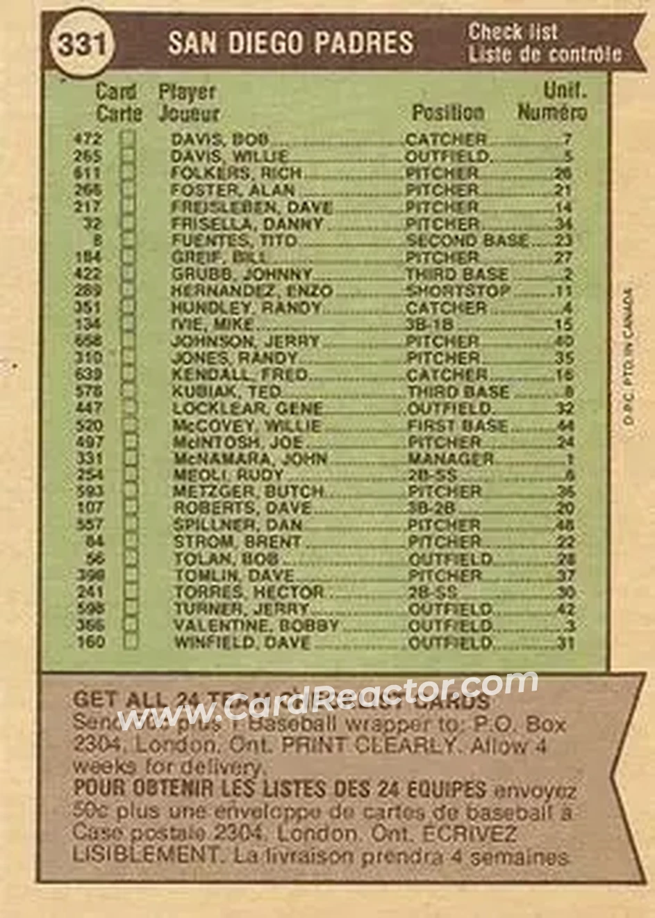 Back of Card #331