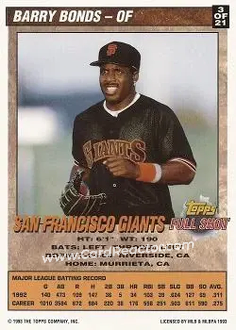 Back of Barry Bonds