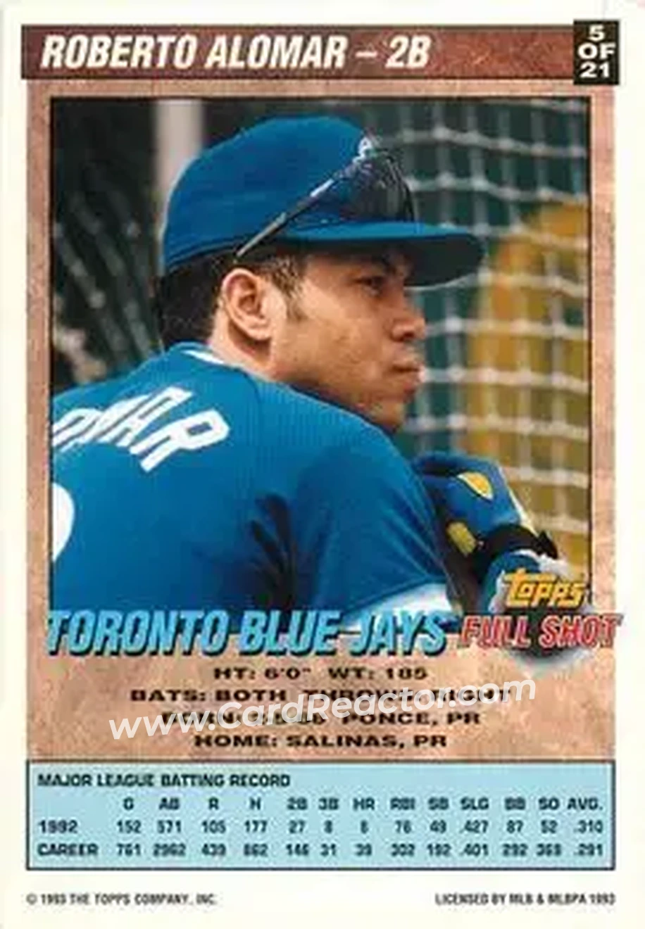 Back of Roberto Alomar