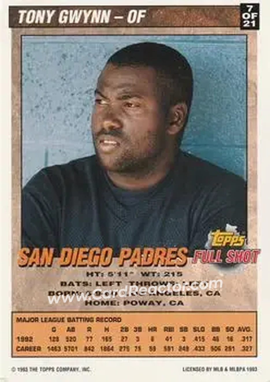 Back of Tony Gwynn