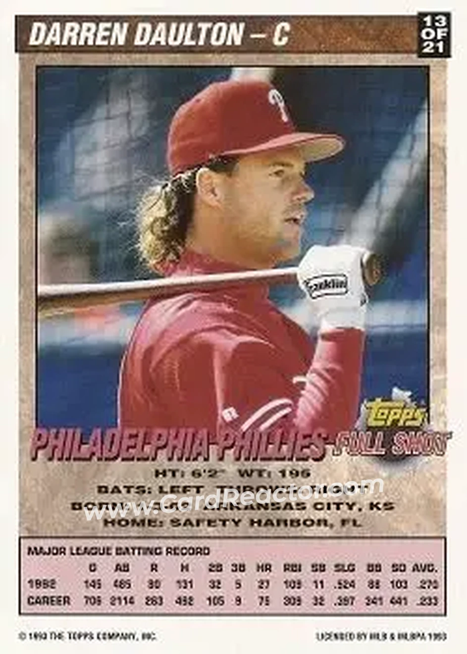 Back of Darren Daulton