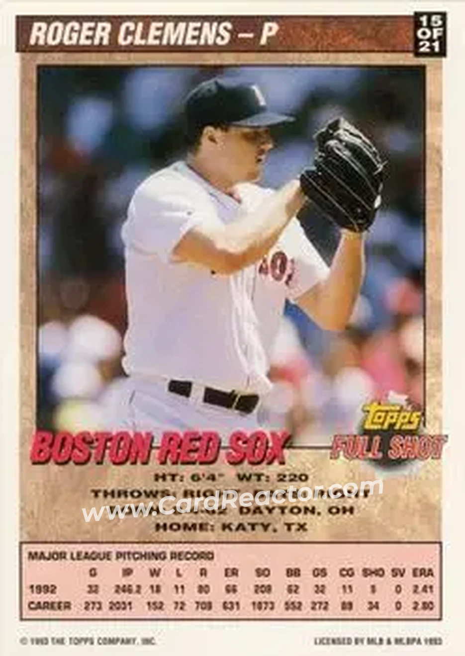 Back of Roger Clemens