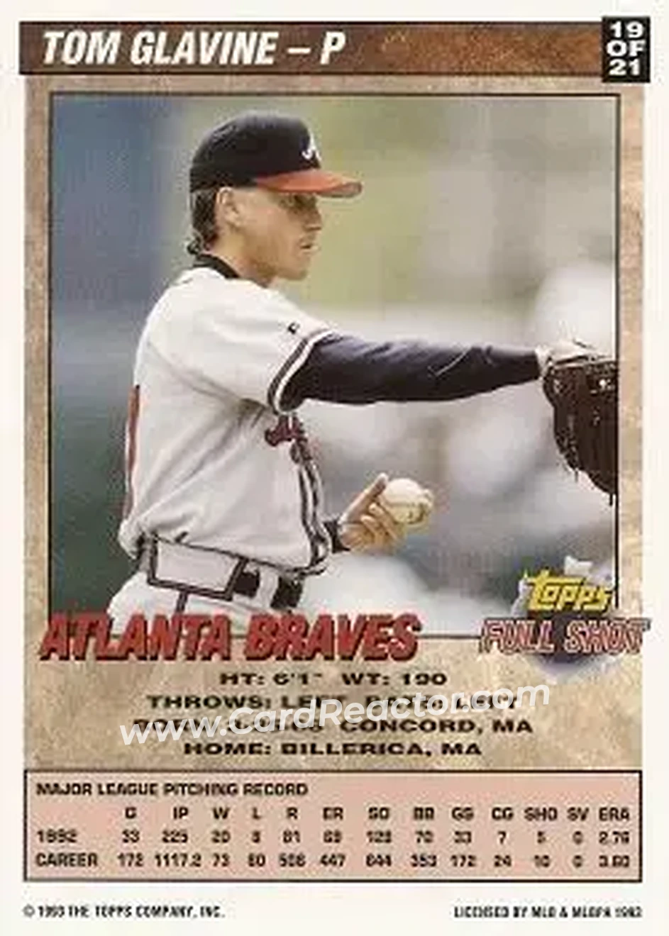 Back of Tom Glavine