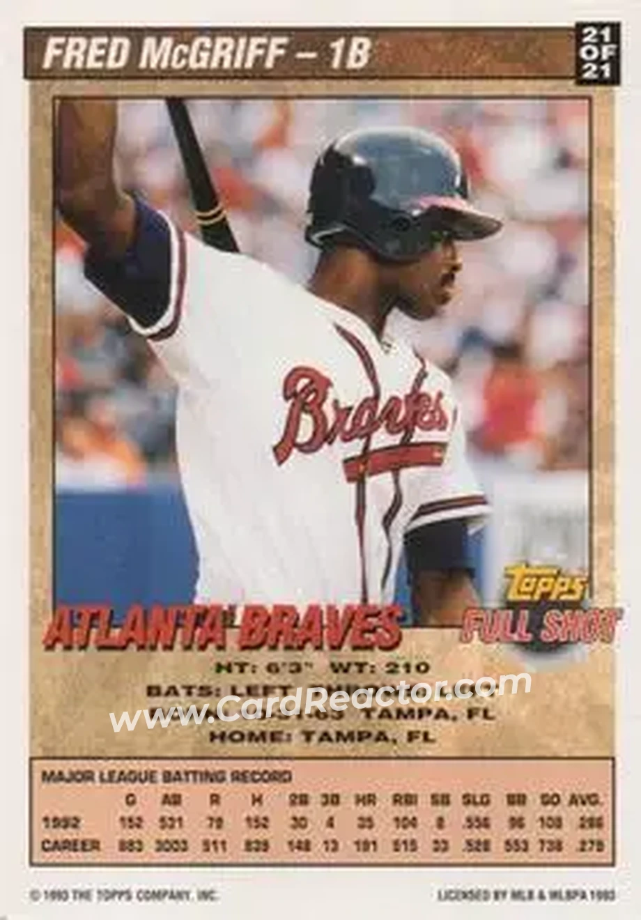 Back of Fred McGriff