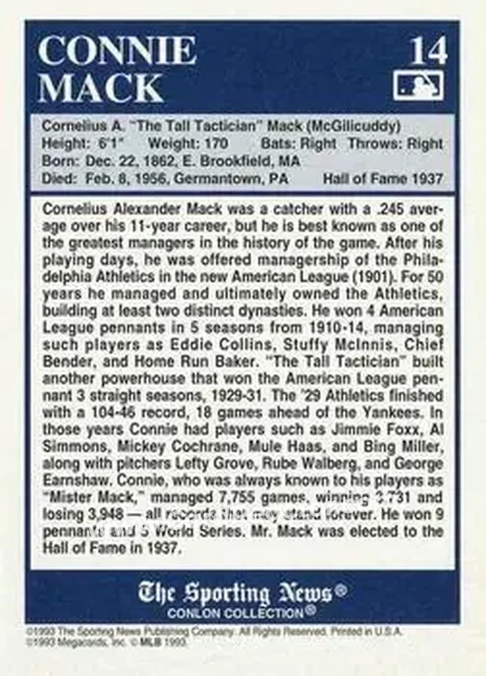 Back of Connie Mack