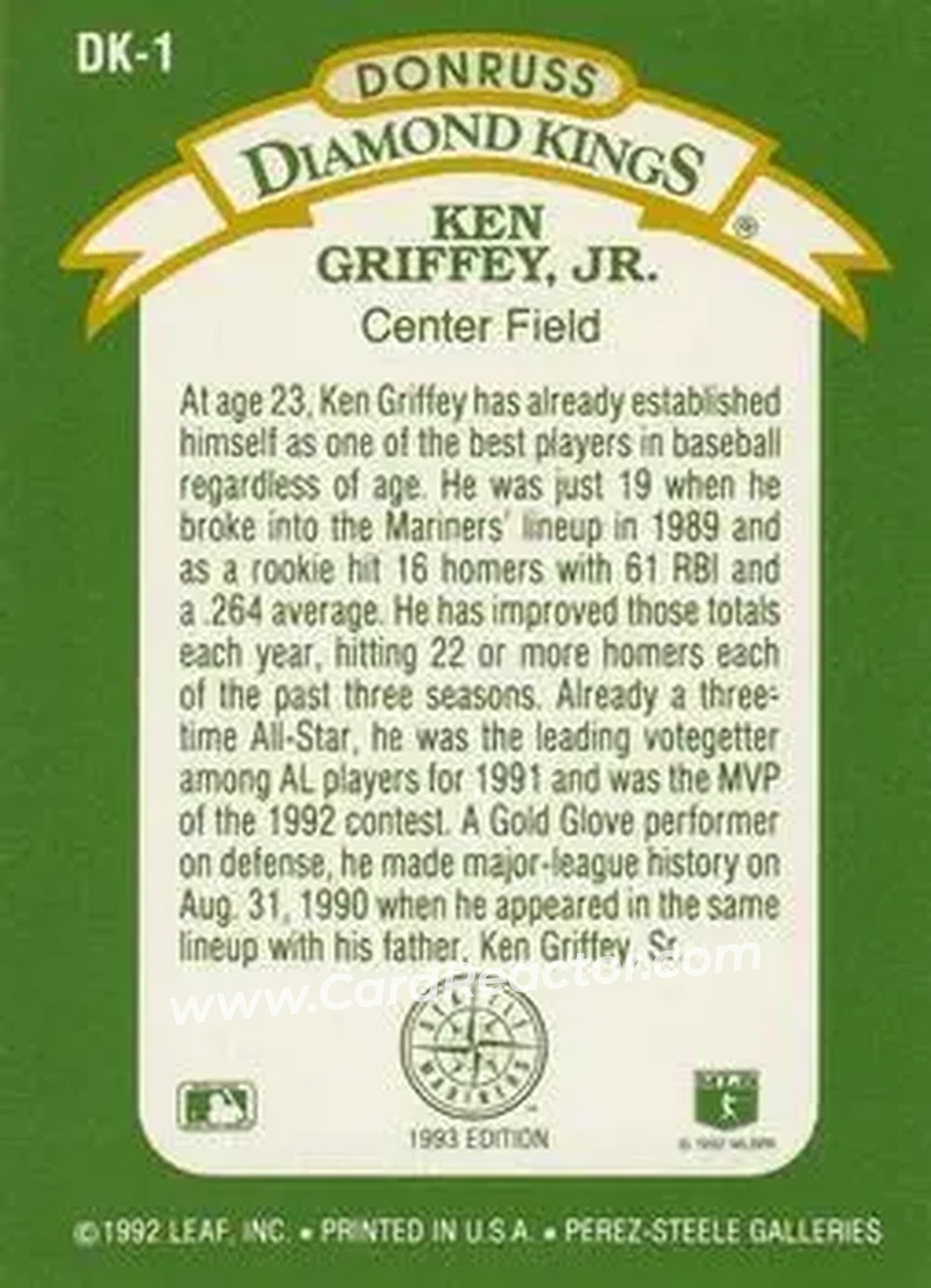 Back of Ken Griffey Jr.