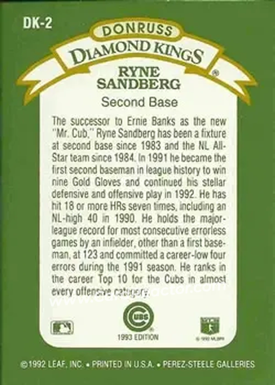 Back of Ryne Sandberg