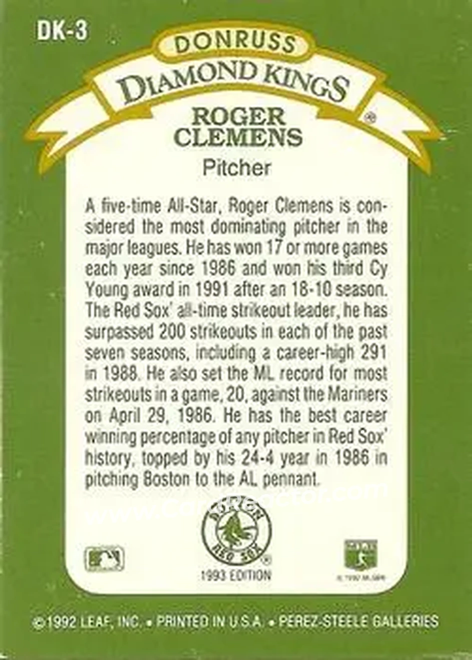 Back of Roger Clemens
