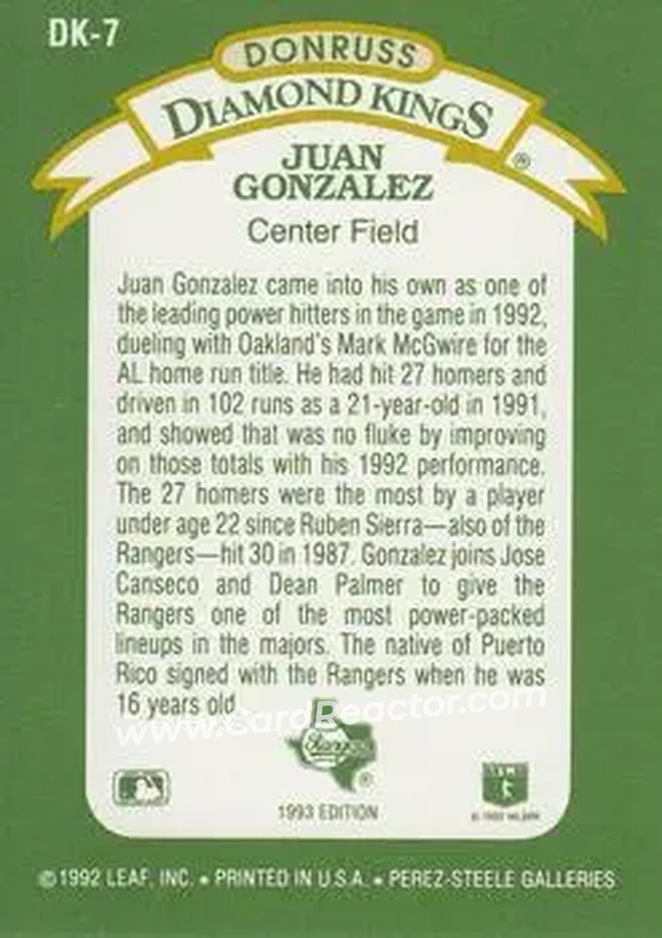 Back of Juan Gonzalez
