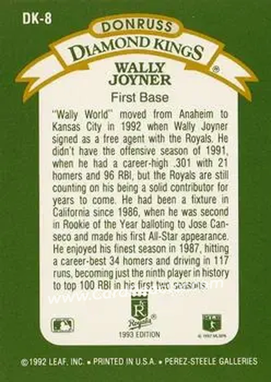 Back of Wally Joyner