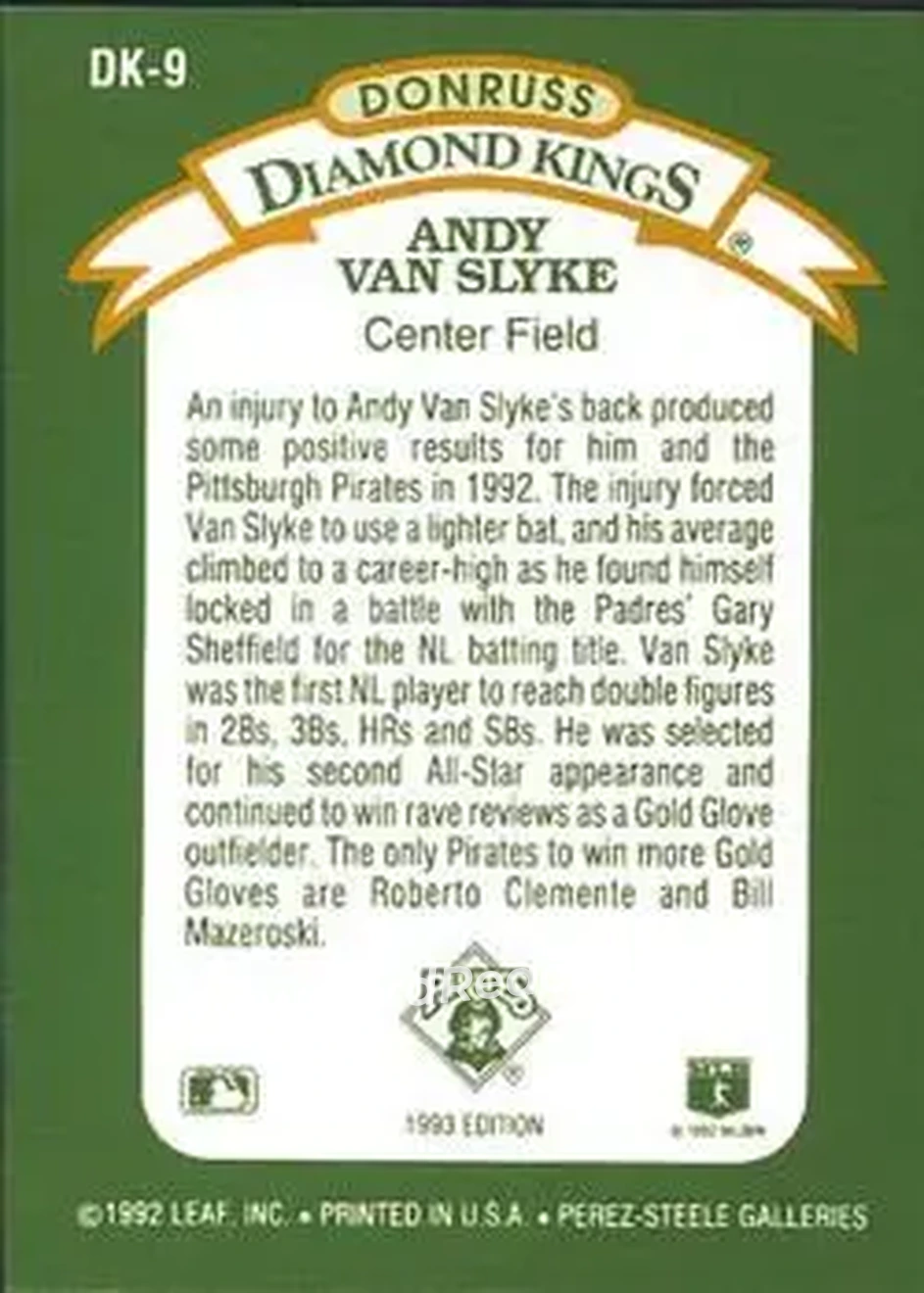 Back of Andy Van Slyke