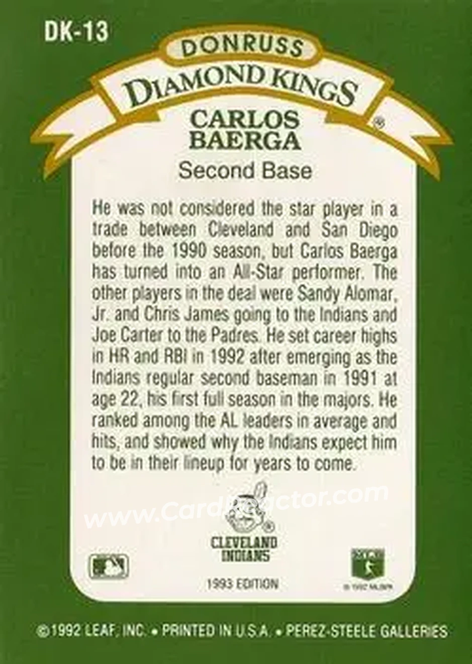 Back of Carlos Baerga