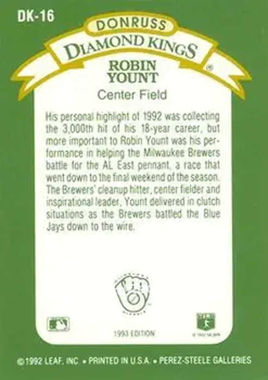 Back of Robin Yount