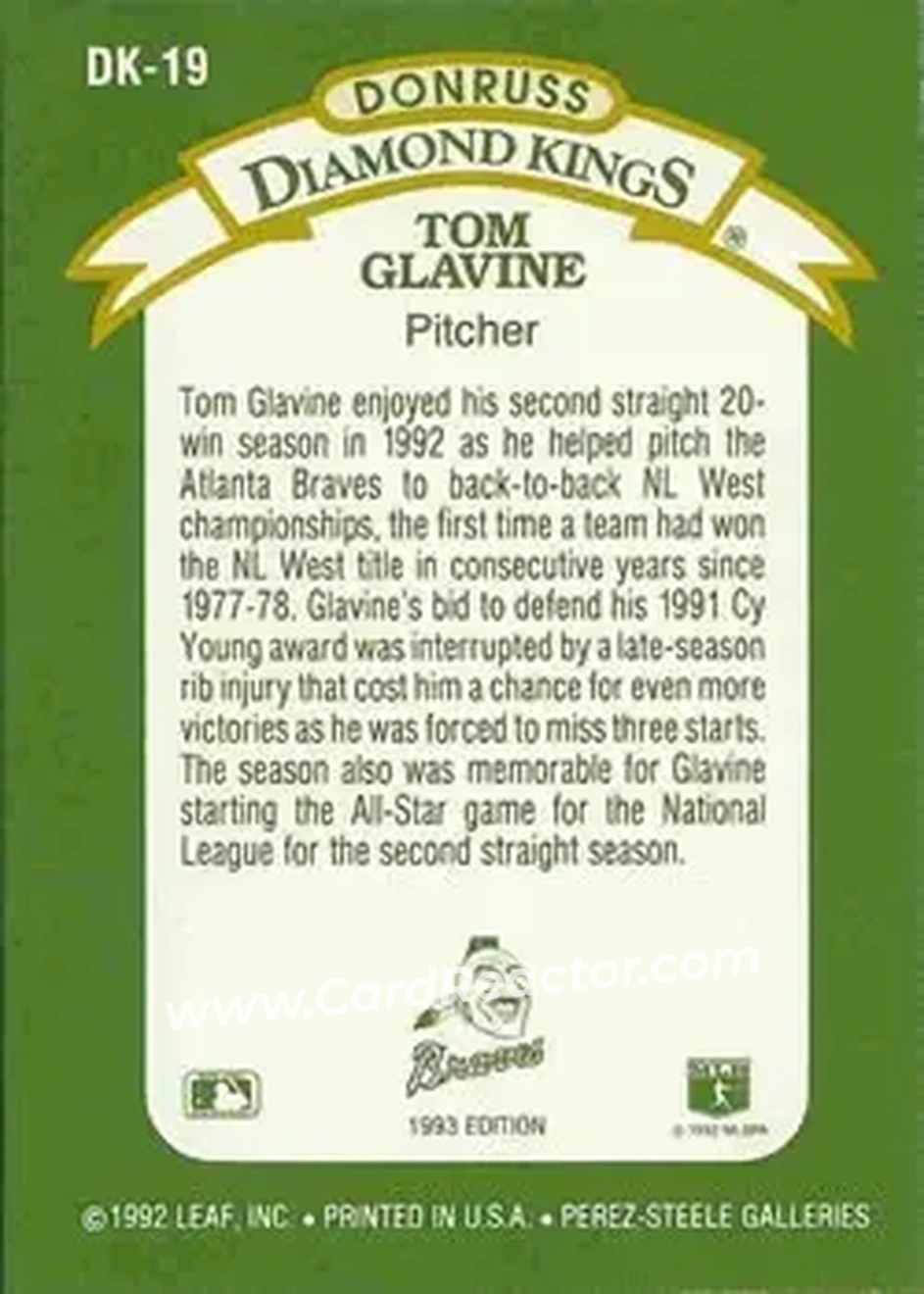 Back of Tom Glavine