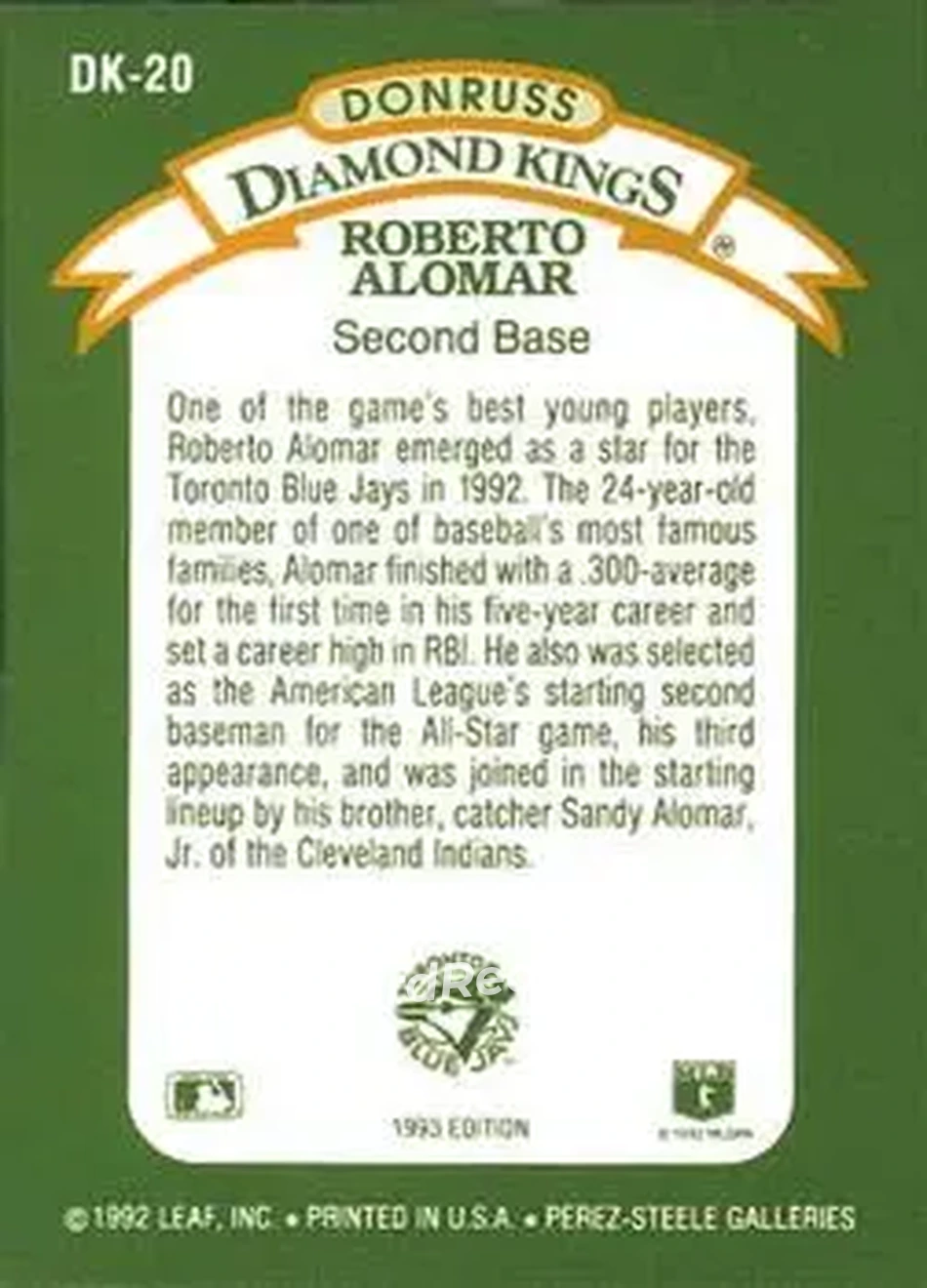 Back of Roberto Alomar