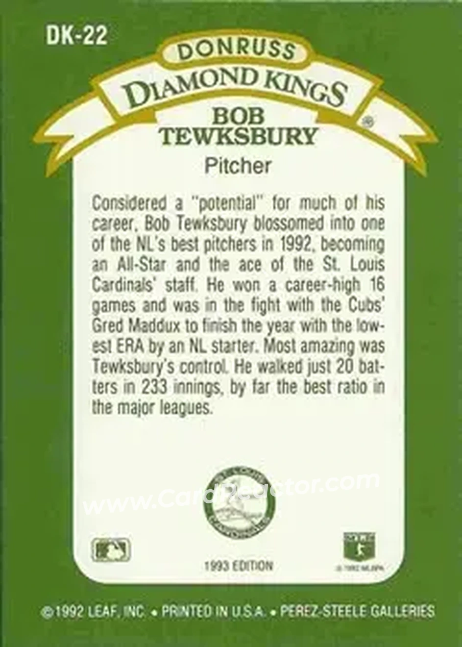 Back of Bob Tewksbury