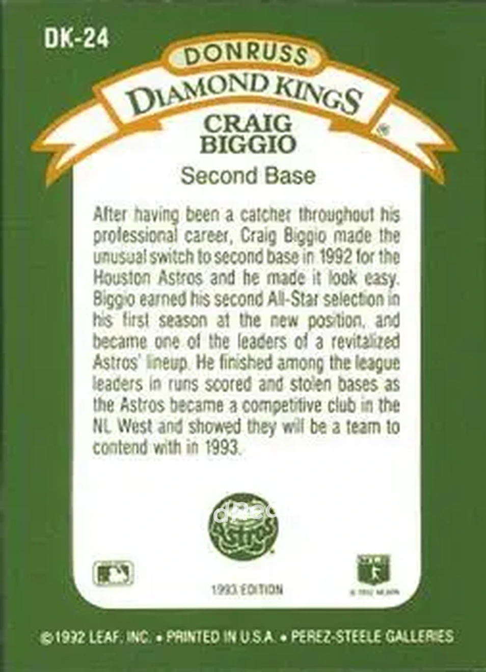 Back of Craig Biggio