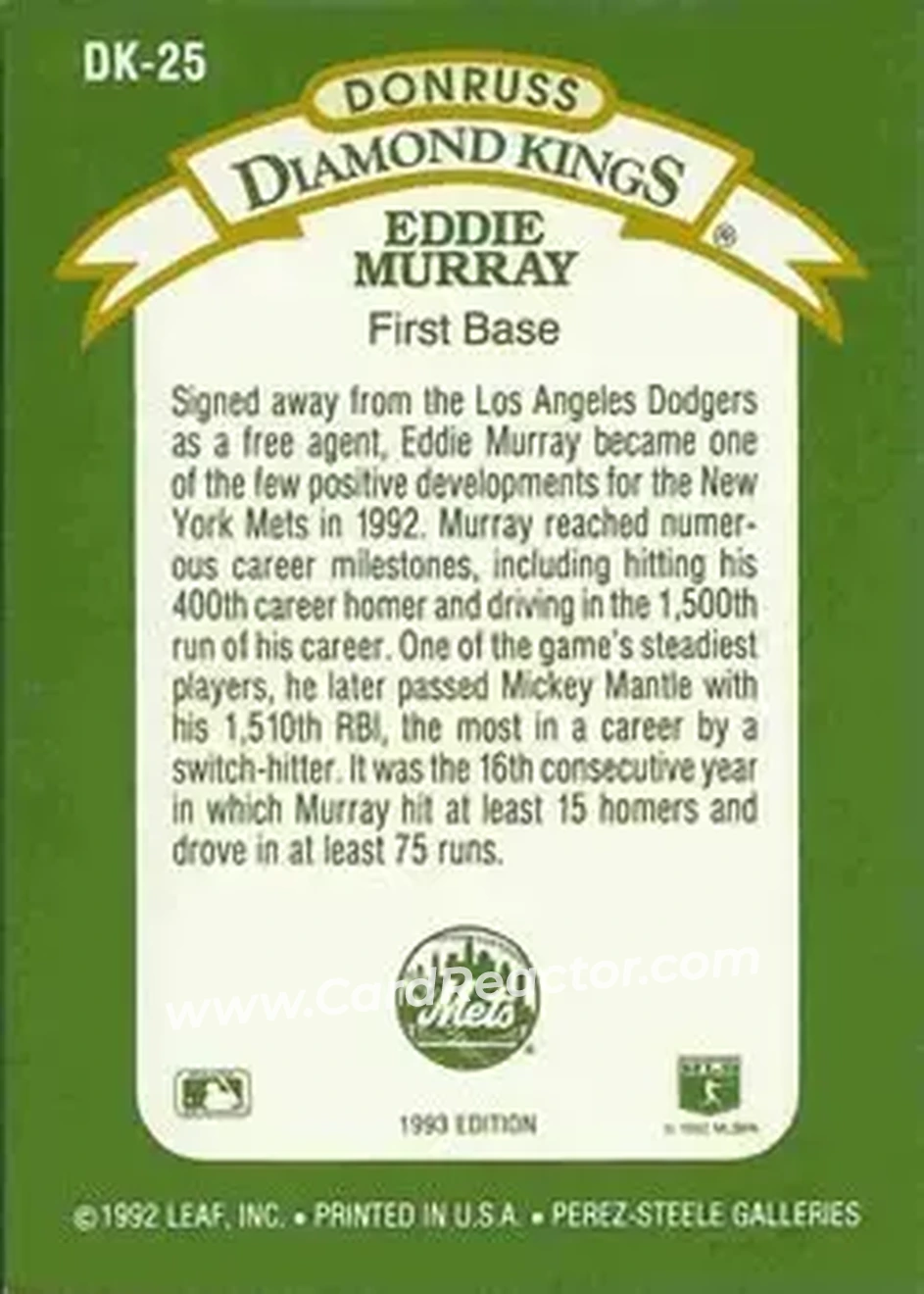 Back of Eddie Murray
