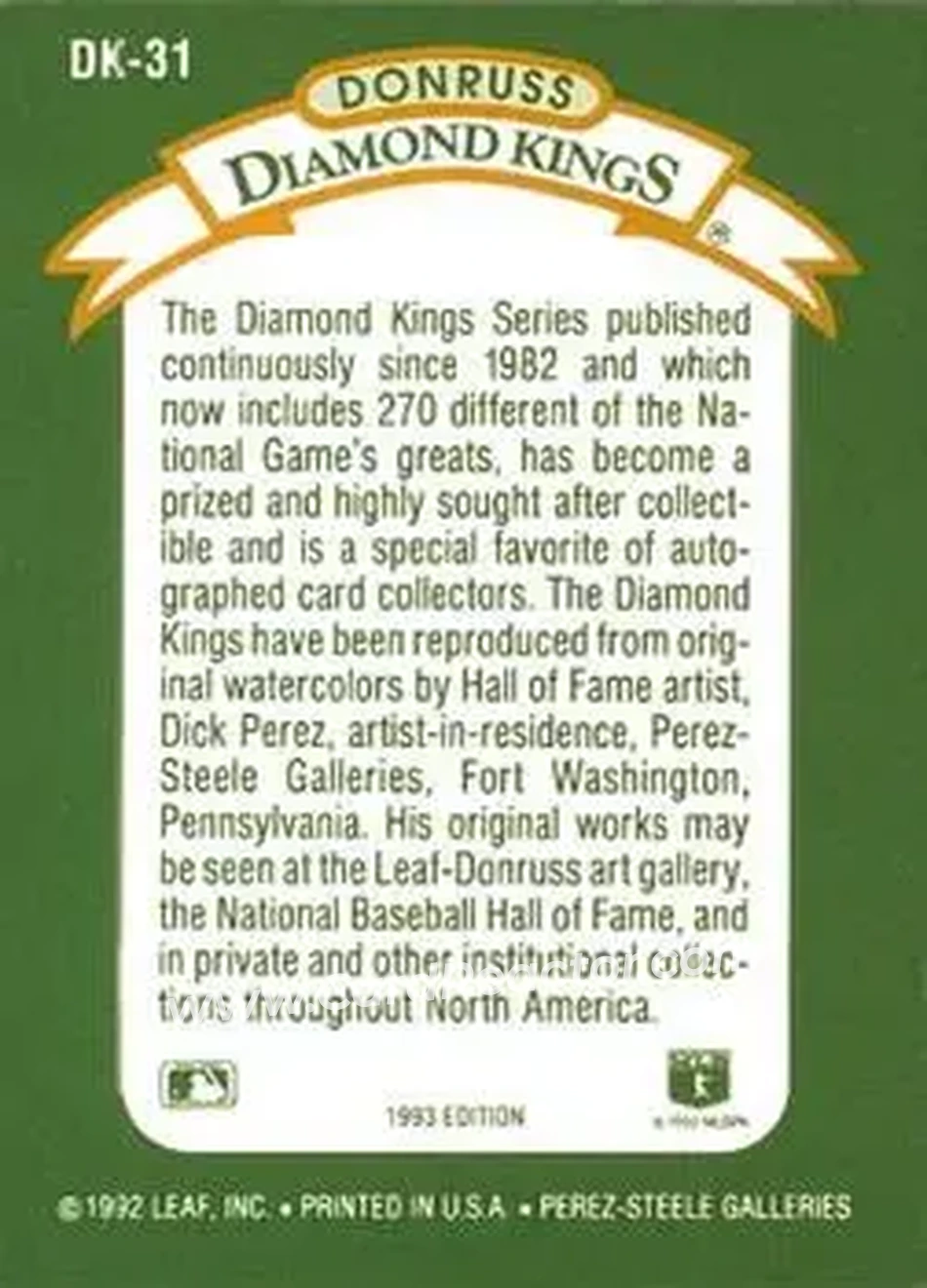 Back of Card #DK-31
