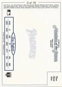 1993 Donruss - Masters of the Game 3x5 #3 - Gary Sheffield - San Diego Padres - Back