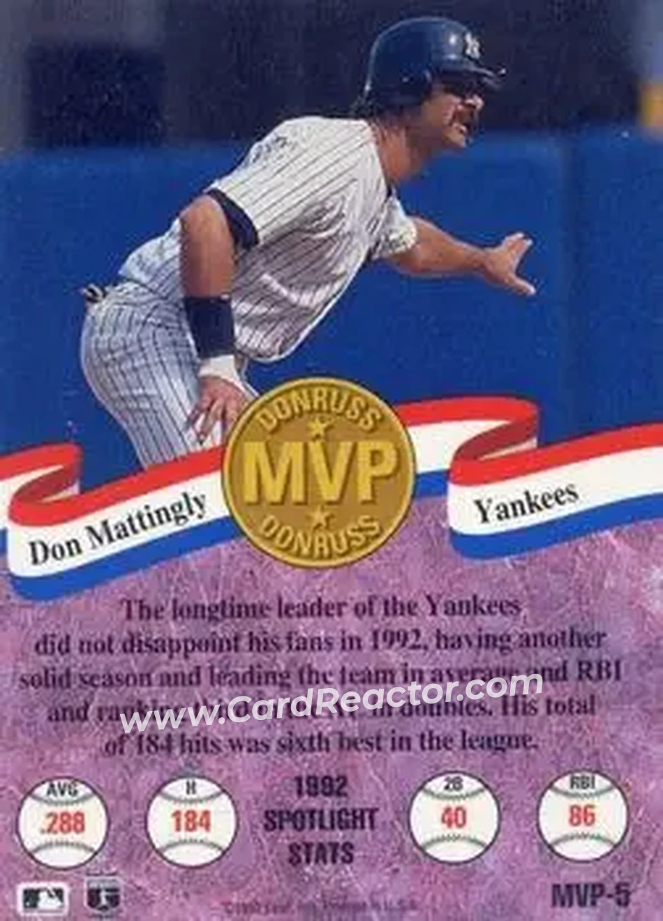 Back of Don Mattingly