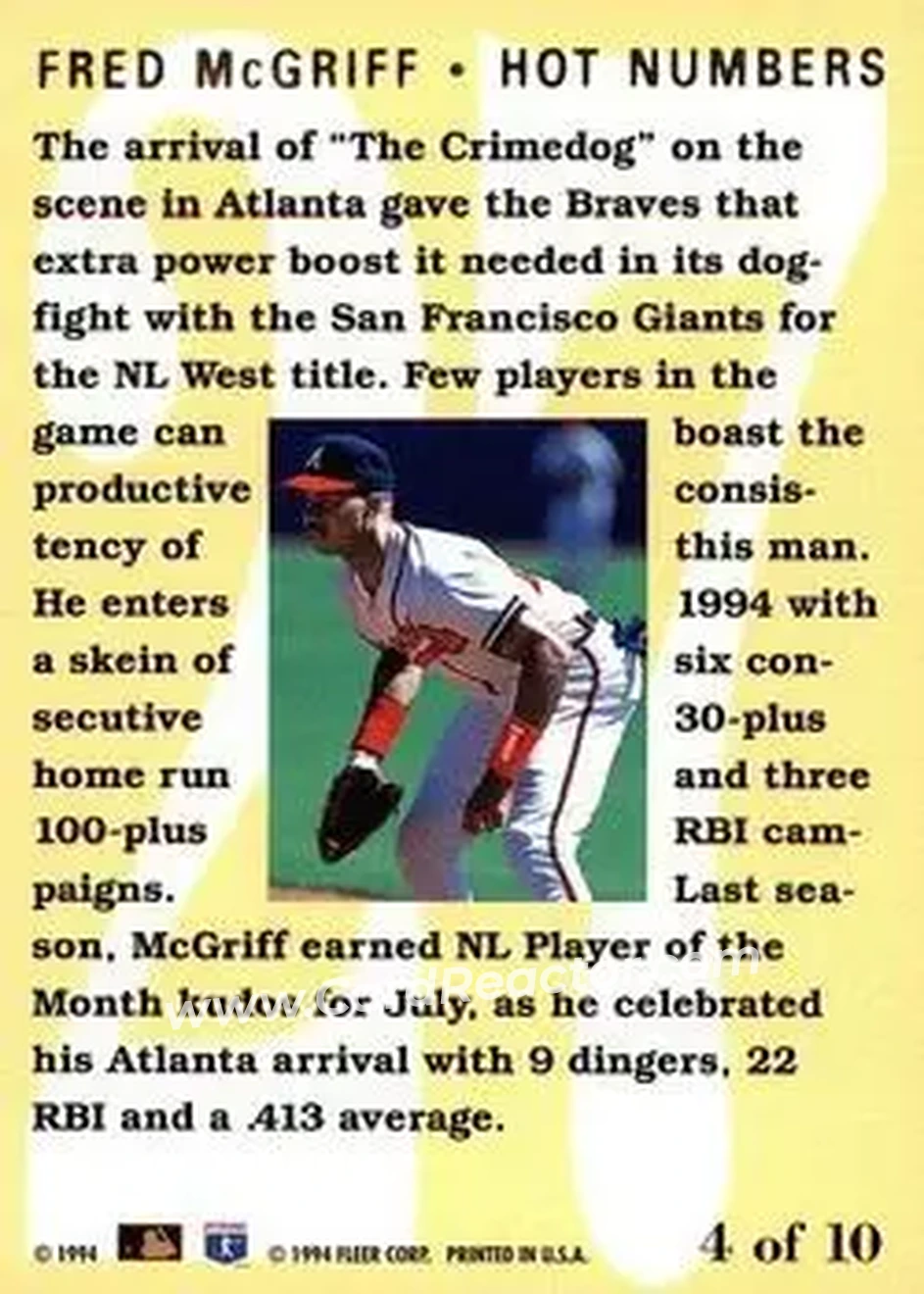 Back of Fred McGriff