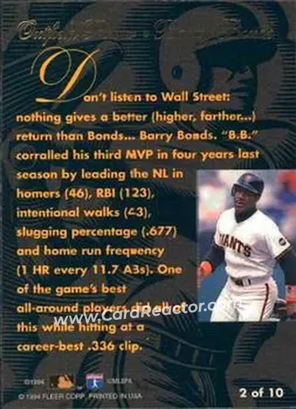 Back of Barry Bonds