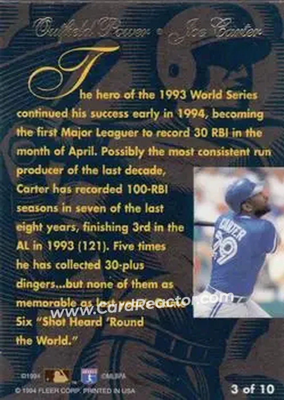 Back of Joe Carter