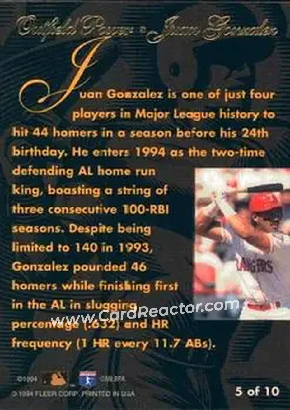 Back of Juan Gonzalez