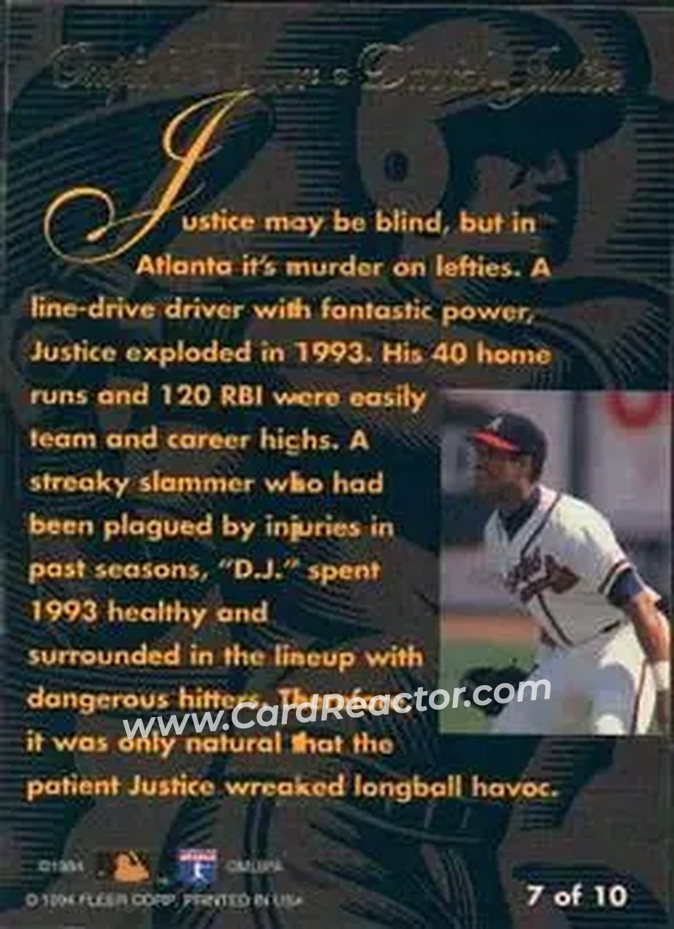 Back of David Justice