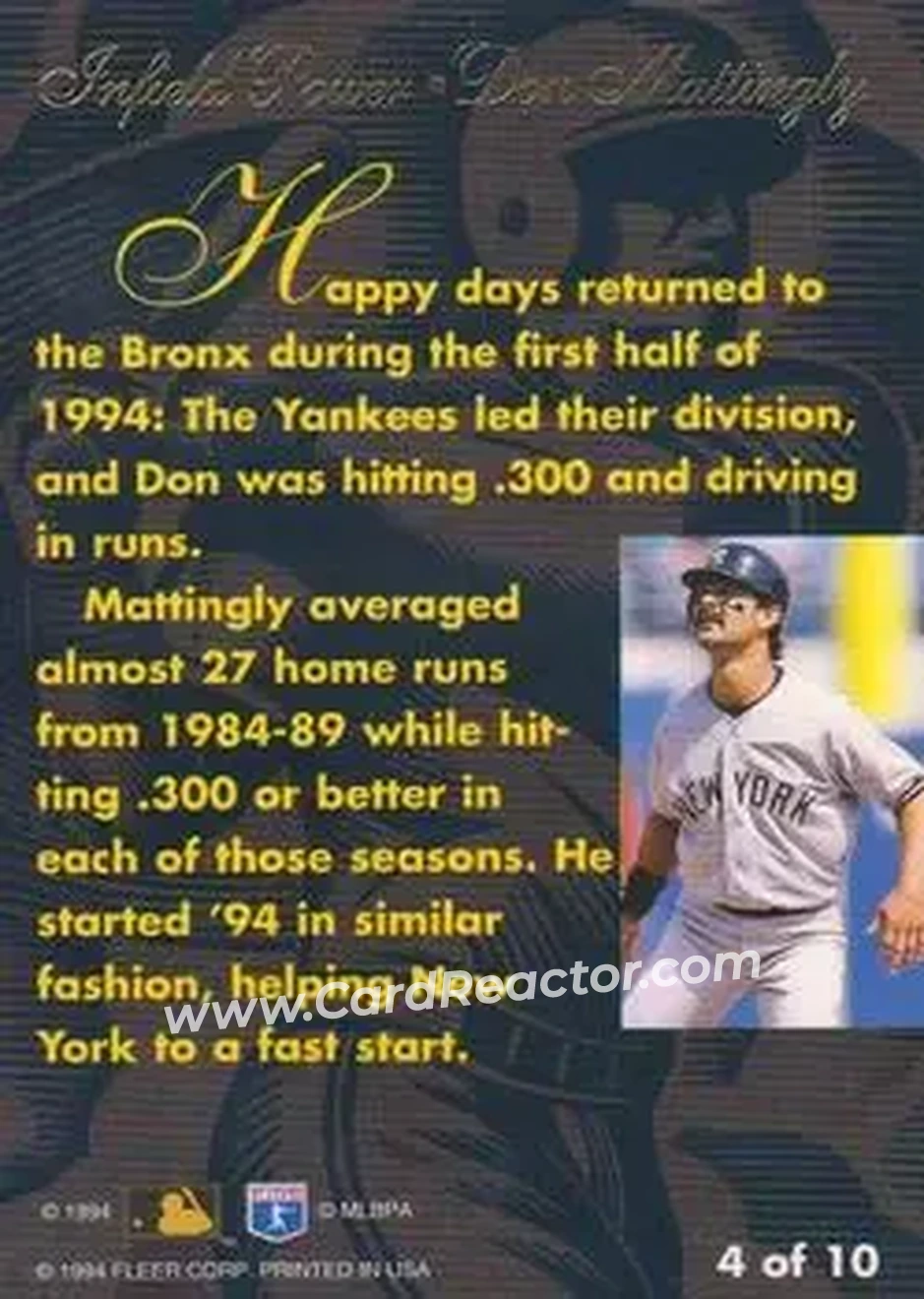 Back of Don Mattingly