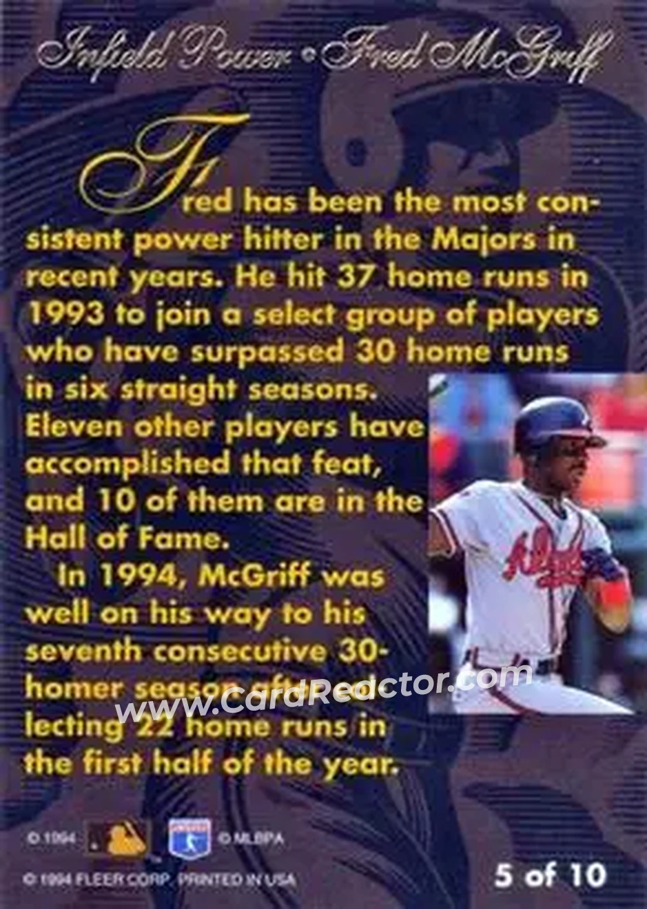 Back of Fred McGriff