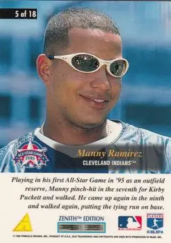 1995 Zenith - All-Star Salute #5 - Manny Ramirez - Cleveland Indians - Back 1995 Zenith - All-Star Salute #5 - Manny Ramirez - Cleveland Indians - Back