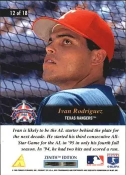 1995 Zenith - All-Star Salute #12 - Ivan Rodriguez - Texas Rangers - Back 1995 Zenith - All-Star Salute #12 - Ivan Rodriguez - Texas Rangers - Back