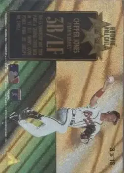 1995 Zenith - Rookie Roll Call #3 - Chipper Jones - Atlanta Braves - Back 1995 Zenith - Rookie Roll Call #3 - Chipper Jones - Atlanta Braves - Back