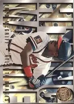 1995 Ultra - Hitting Machines Gold Medallion #8 - Fred McGriff - Atlanta Braves - Front 1995 Ultra - Hitting Machines Gold Medallion #8 - Fred McGriff - Atlanta Braves - Front