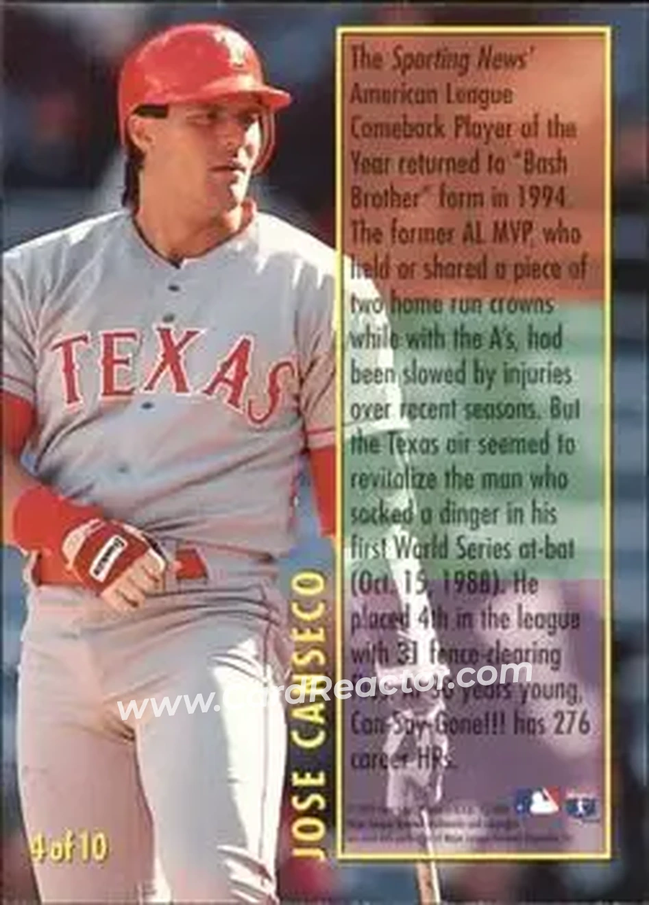 Back of Jose Canseco