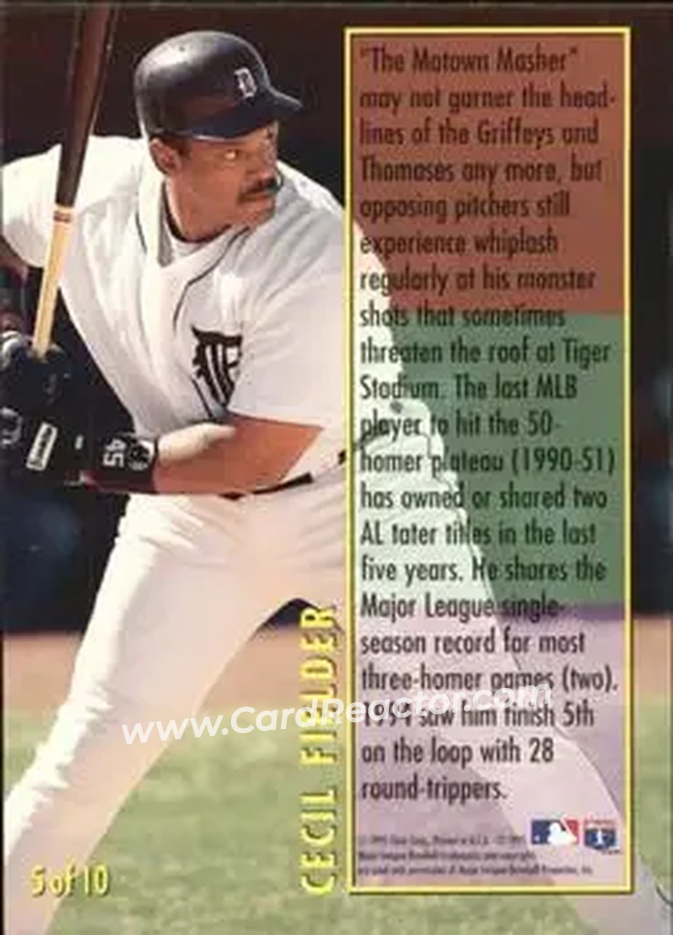 Back of Cecil Fielder