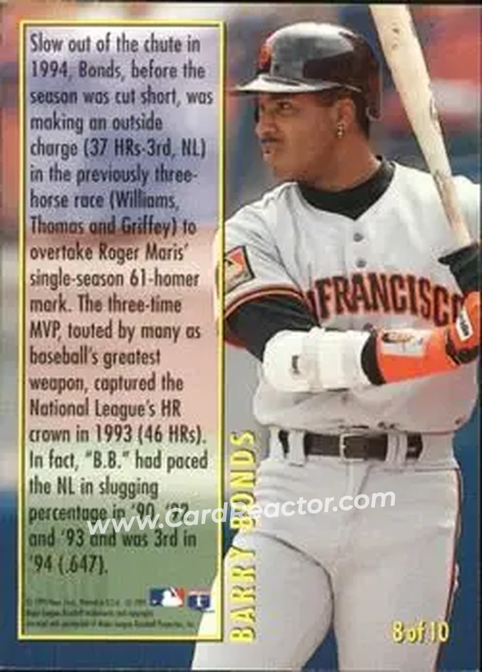 Back of Barry Bonds