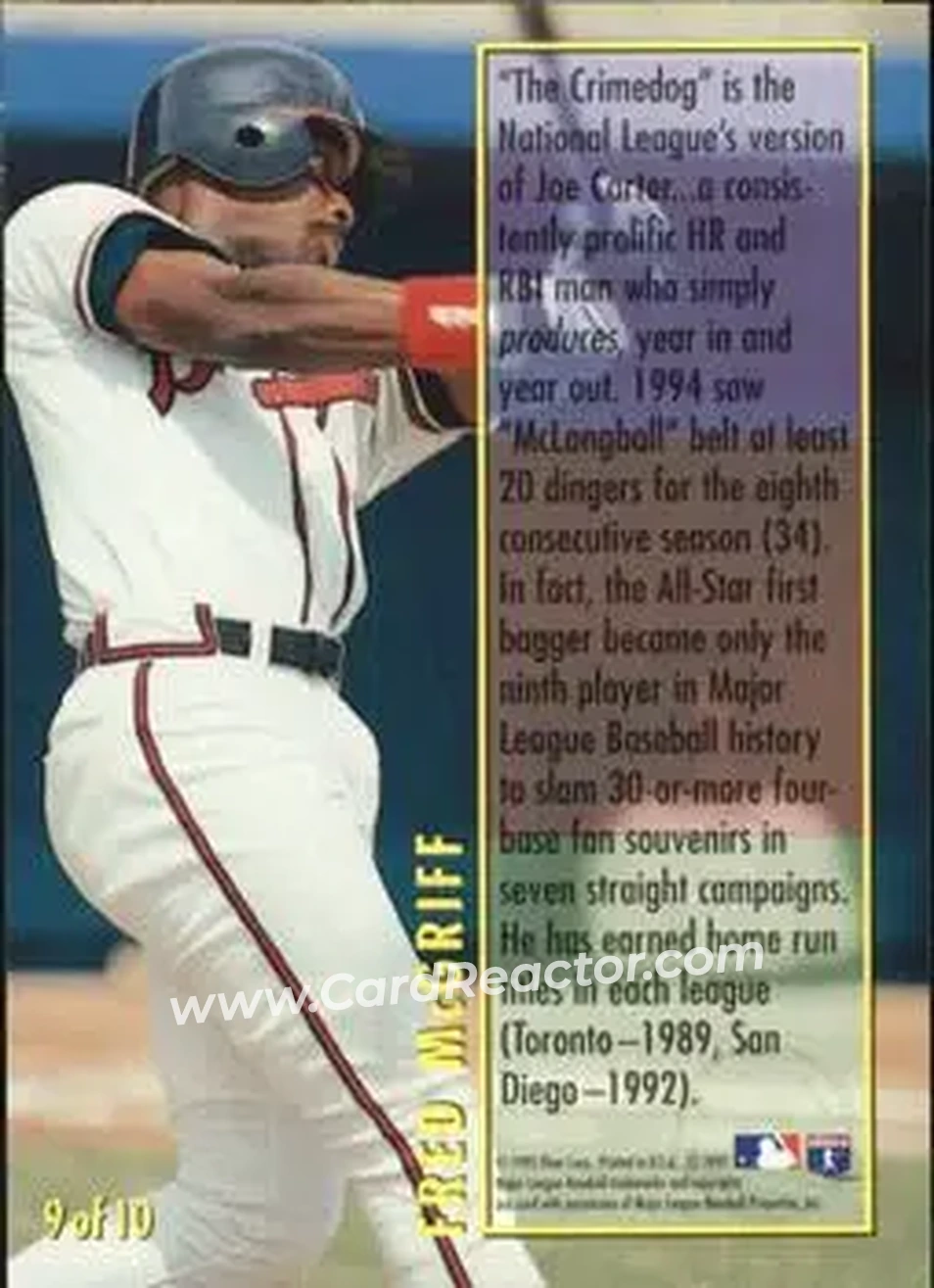 Back of Fred McGriff