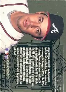 1995 Ultra - League Leaders Gold Medallion #8 - Greg Maddux - Atlanta Braves - Back