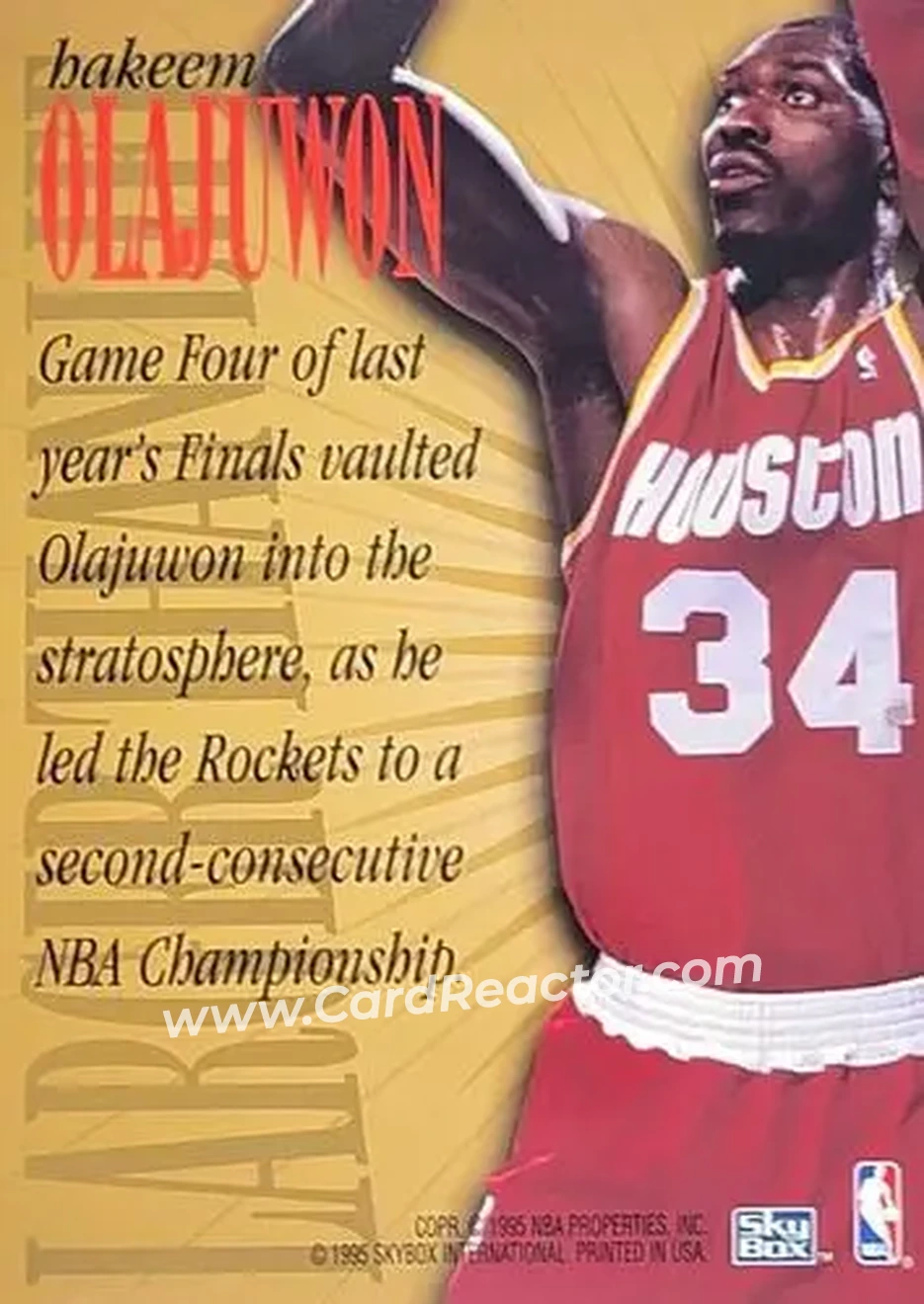 Back of Hakeem Olajuwon